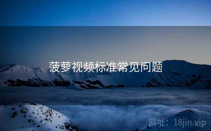 菠萝视频标准常见问题